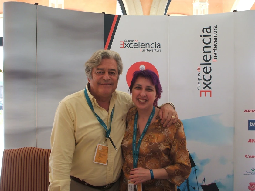 Sonia Olga López Alfaro. España: Con Luis Alberto Lacalle Herrera, expresidente de Uruguay.