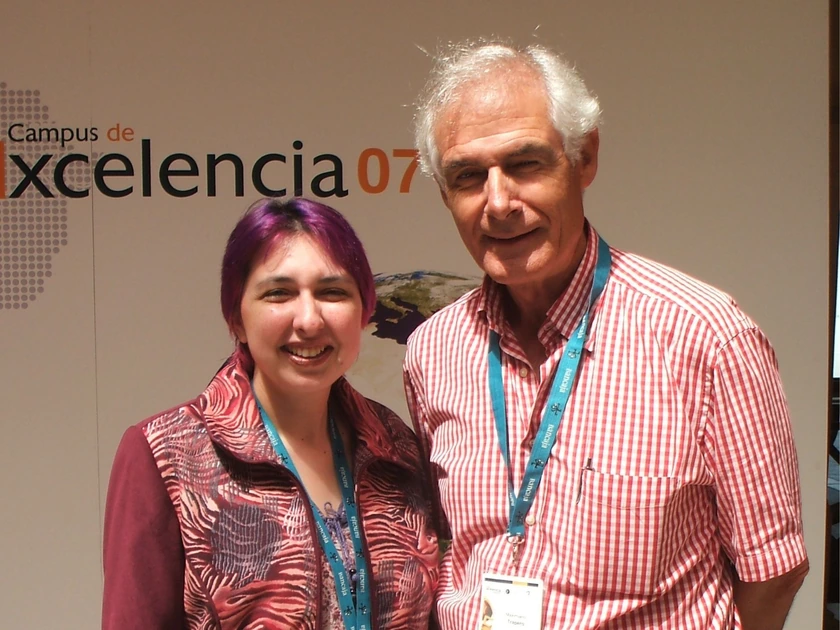 Sonia Olga López Alfaro. Fuerteventura: Con Maximiano Trapero, catedrático de Filología Española y profesor emérito de la ULPGC.